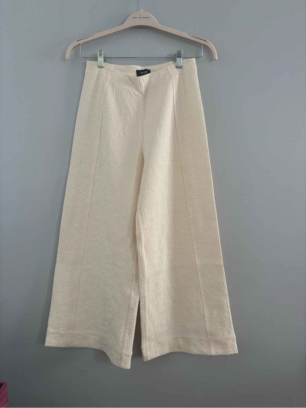 ME+EM Cream Textured Wide-Leg Trousers
